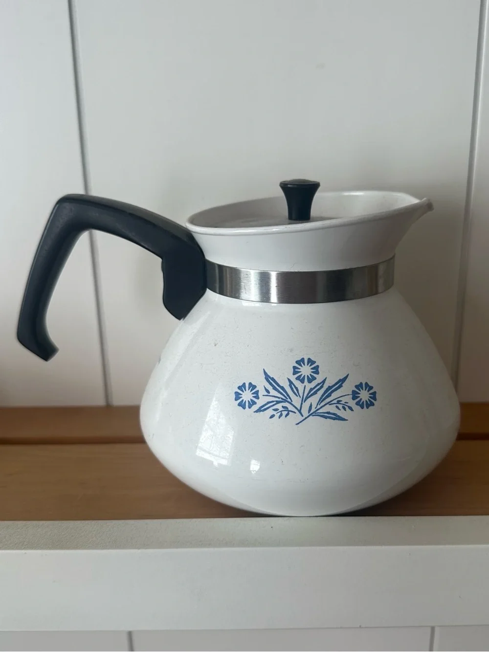 Vintage Corning Ware Cornflower Enamel Coffee Pot with lid